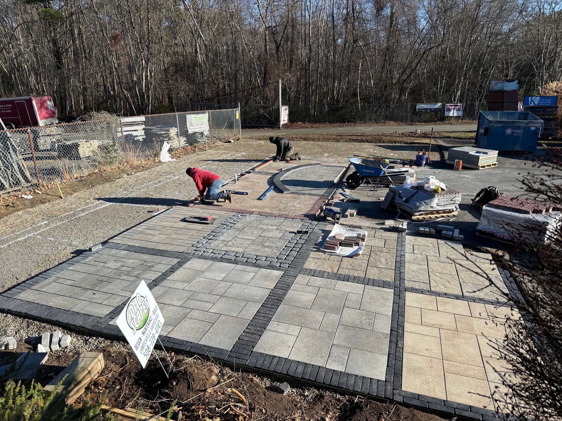 Laying Unilock Pavers with Stunning Gray and Beige Design image